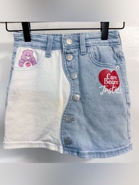 Care Bears x Justice Girls Denim Skort 6/7 Built-In Shorts Colorblock